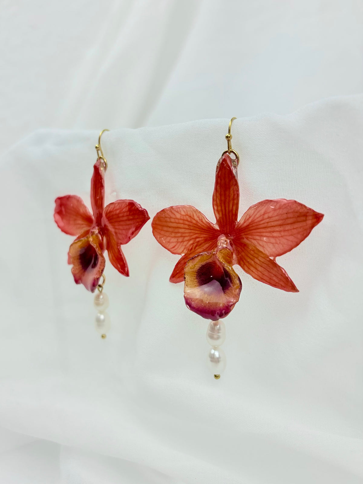Orchideen Perlen Ohrringe Rot