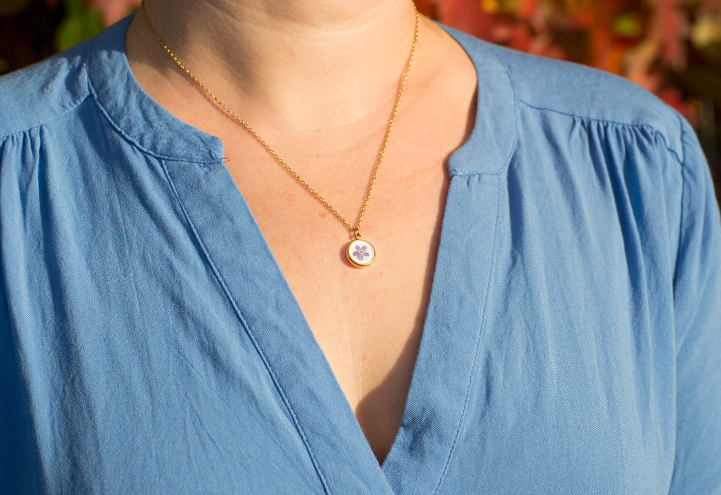 Purple Forget-Me-Not Necklace