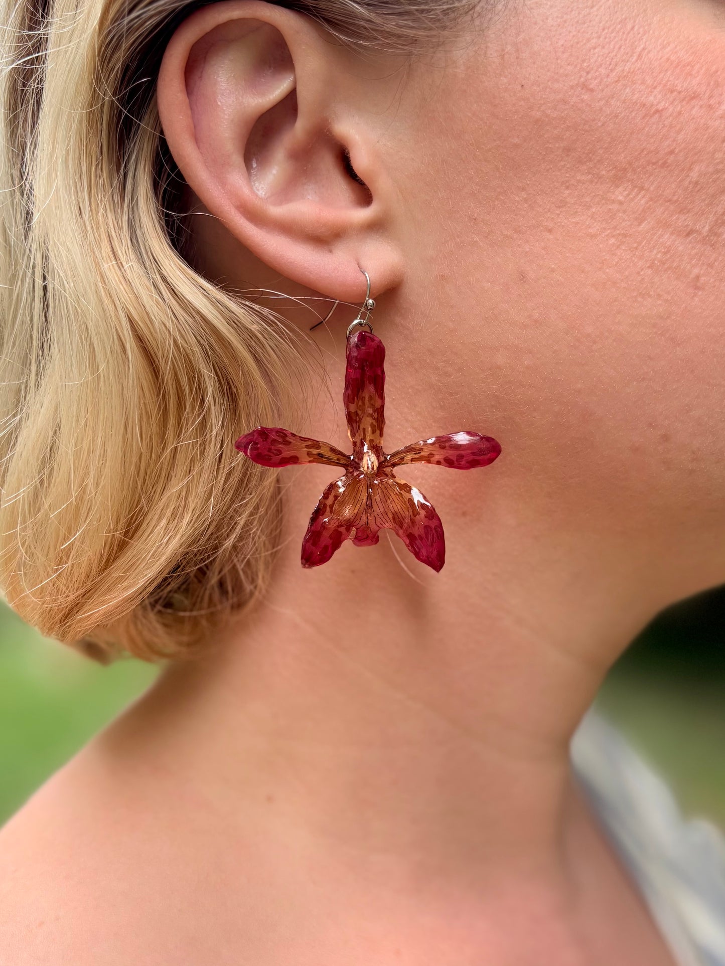 Rote Tiger Orchideen Ohrringe