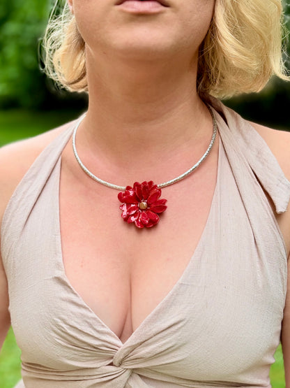 Rote Aster Blume Choker
