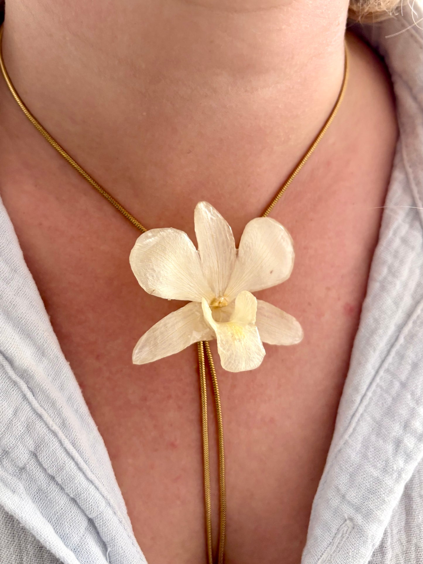 Kleine Weiße Orchidee Verstellbare Kette