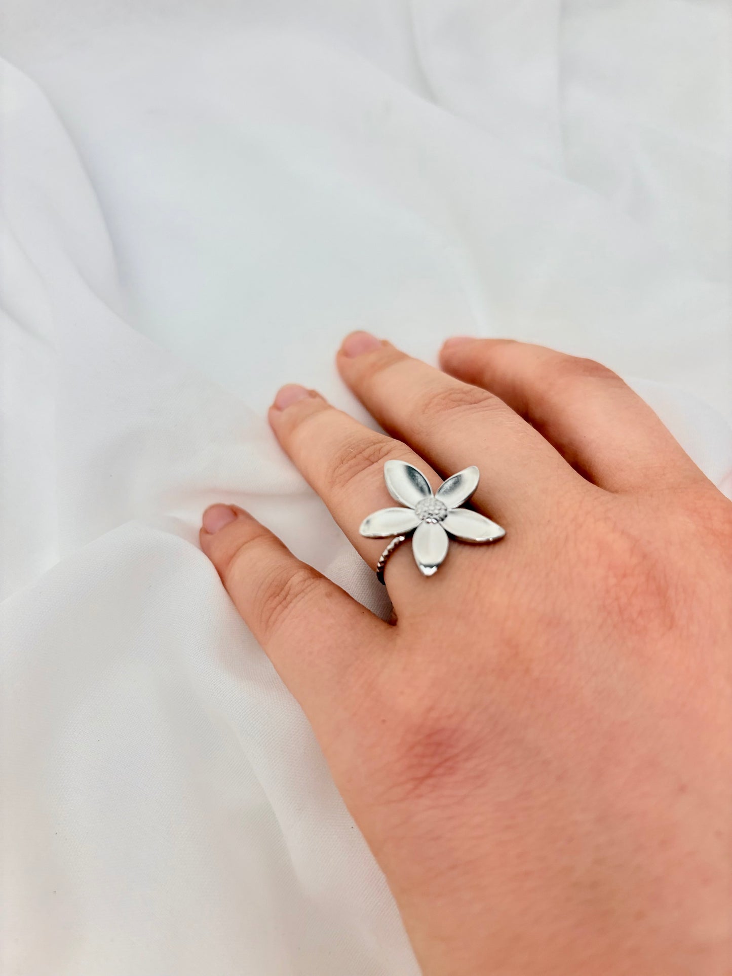 Blumen Ring Edelstahl