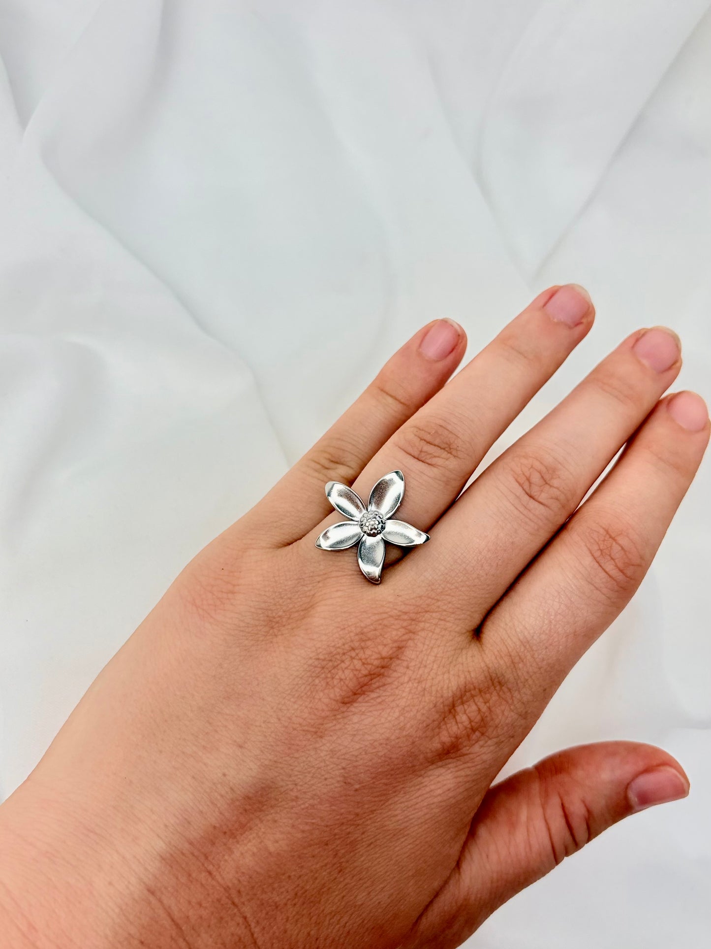 Blumen Ring Edelstahl