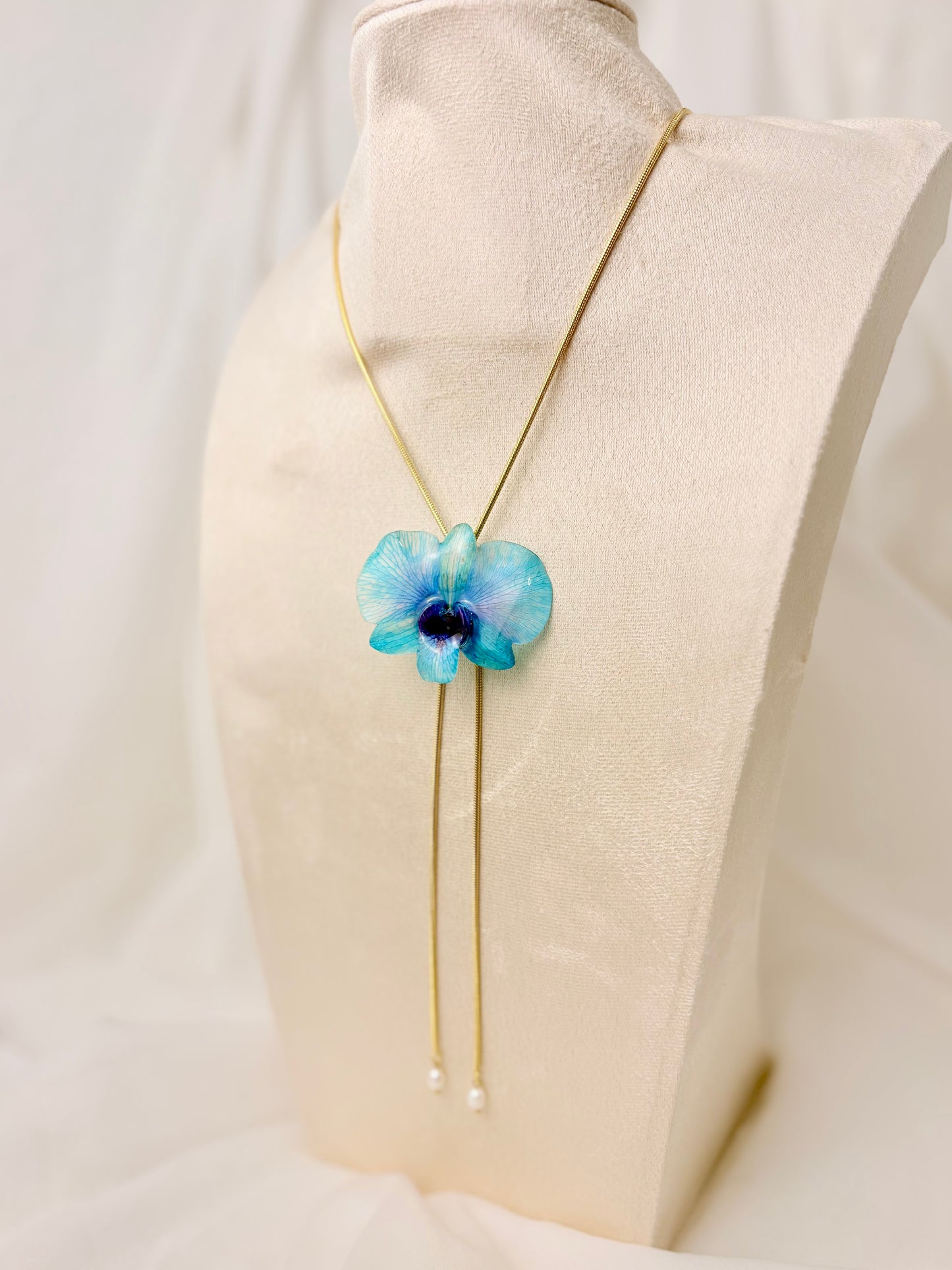 Baby Blue Orchidee Verstellbare Kette