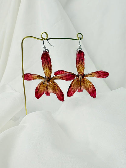 Rote Tiger Orchideen Ohrringe