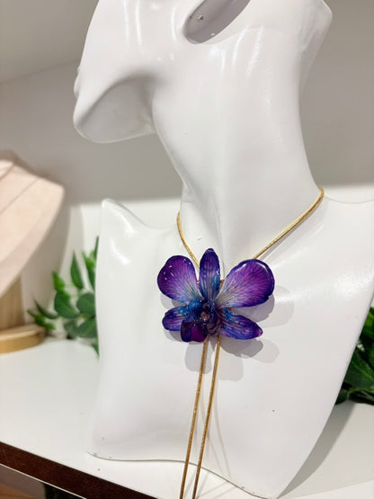Lila Blaue Orchidee Kette Verstellbar