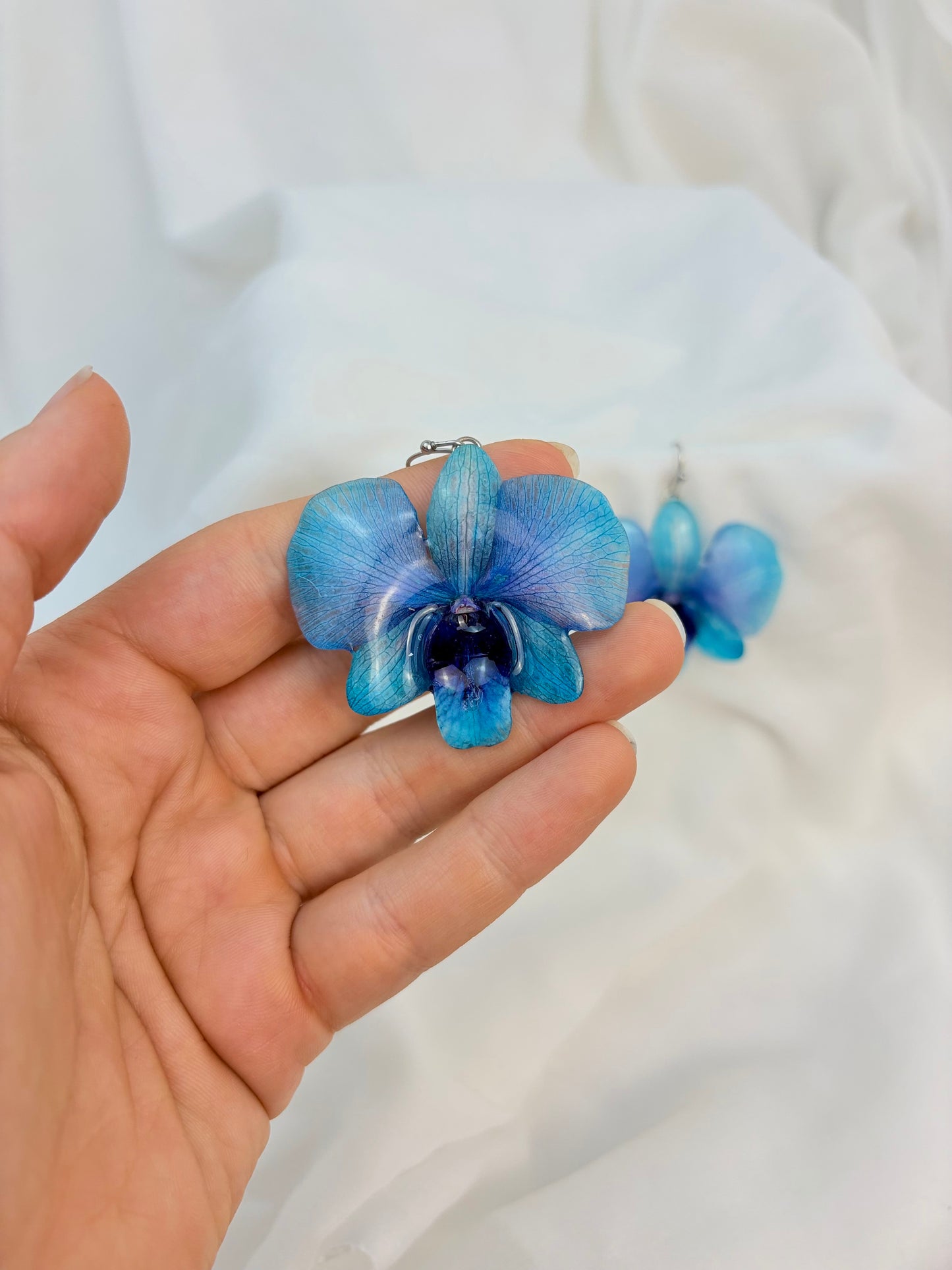 Orchideen Ohrringe Blau