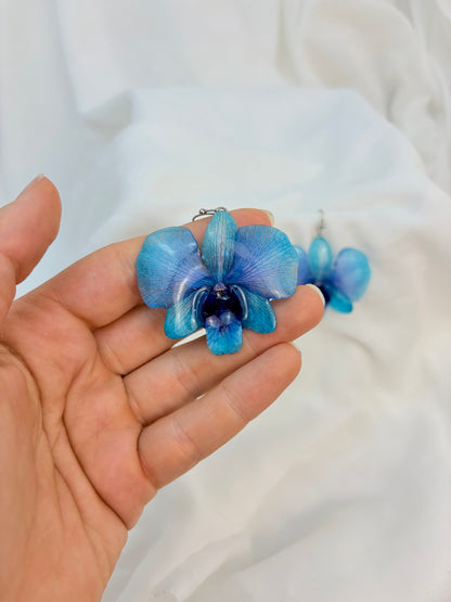 Orchideen Ohrringe Blau