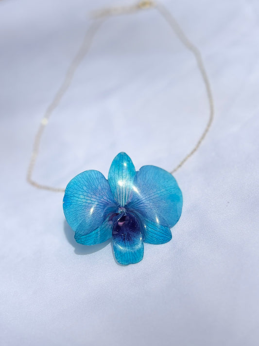Orchideen Kette Blau Medium