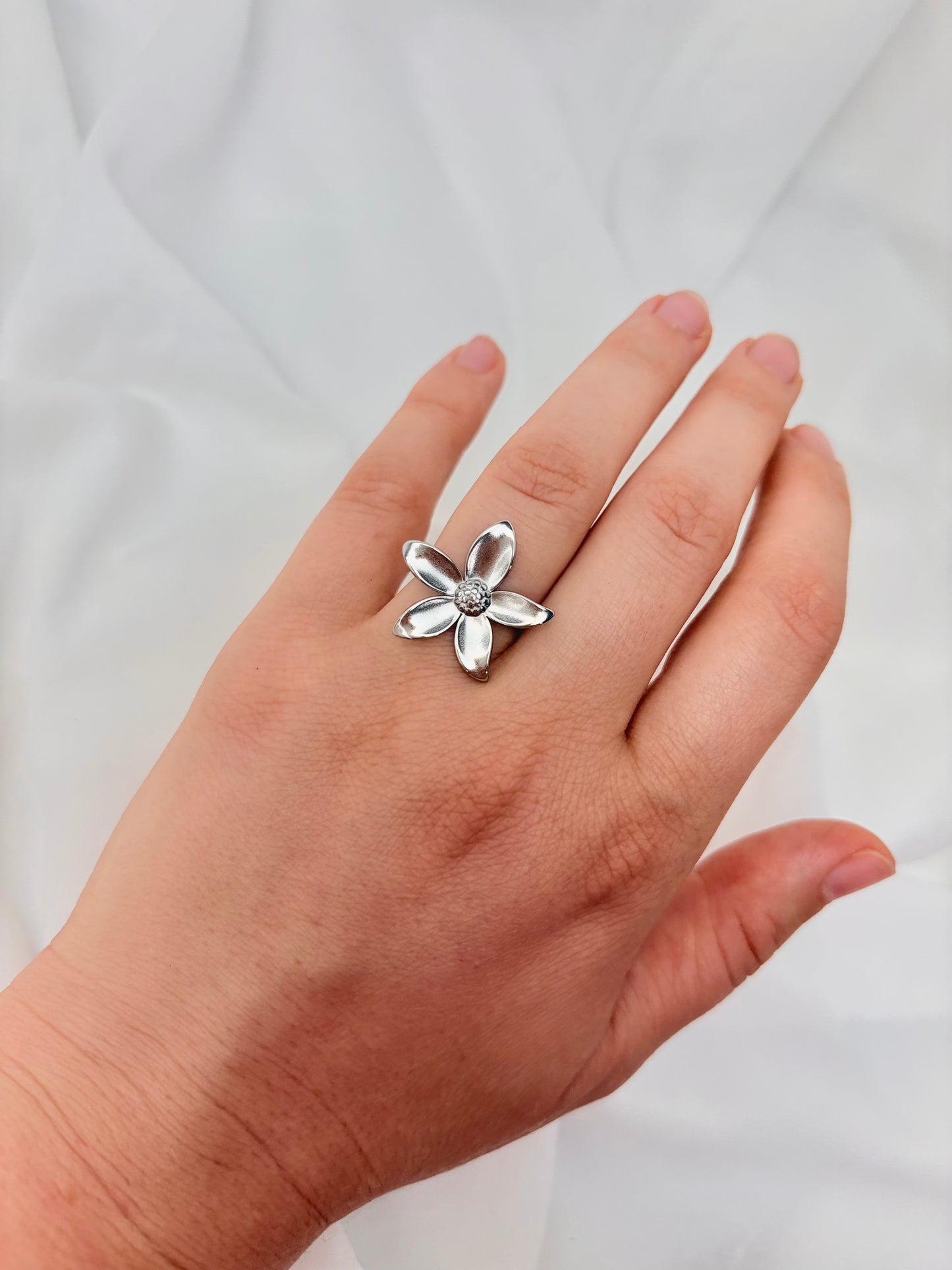 Blumen Ring Edelstahl