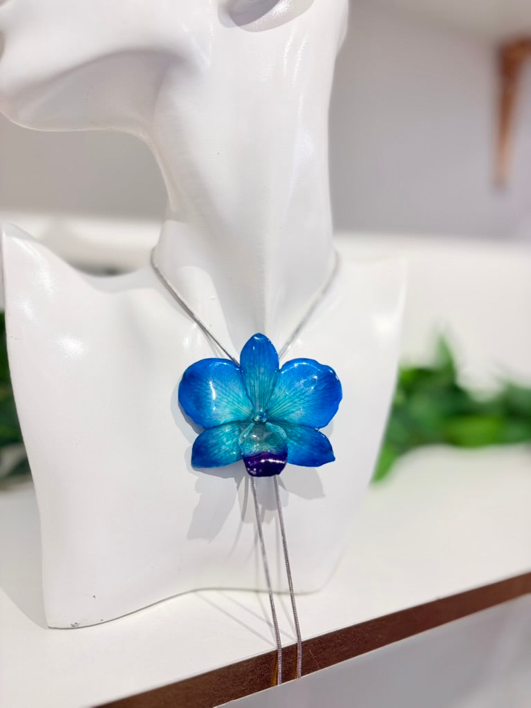 Blaue Orchidee Silber Verstellbar