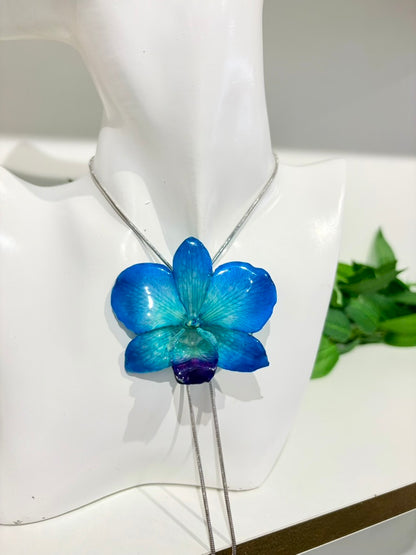 Blaue Orchidee Silber Verstellbar