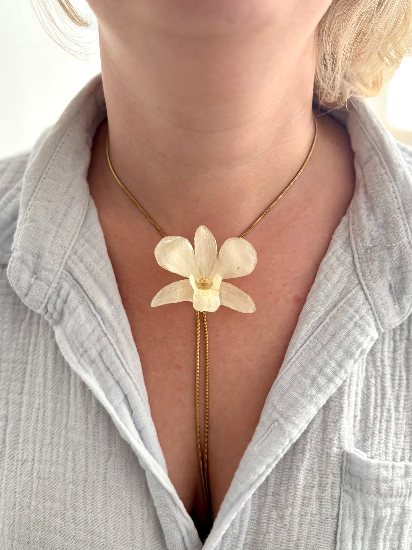 Kleine Weiße Orchidee Verstellbare Kette