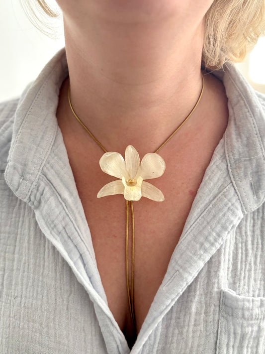 Kleine Weiße Orchidee Verstellbare Kette
