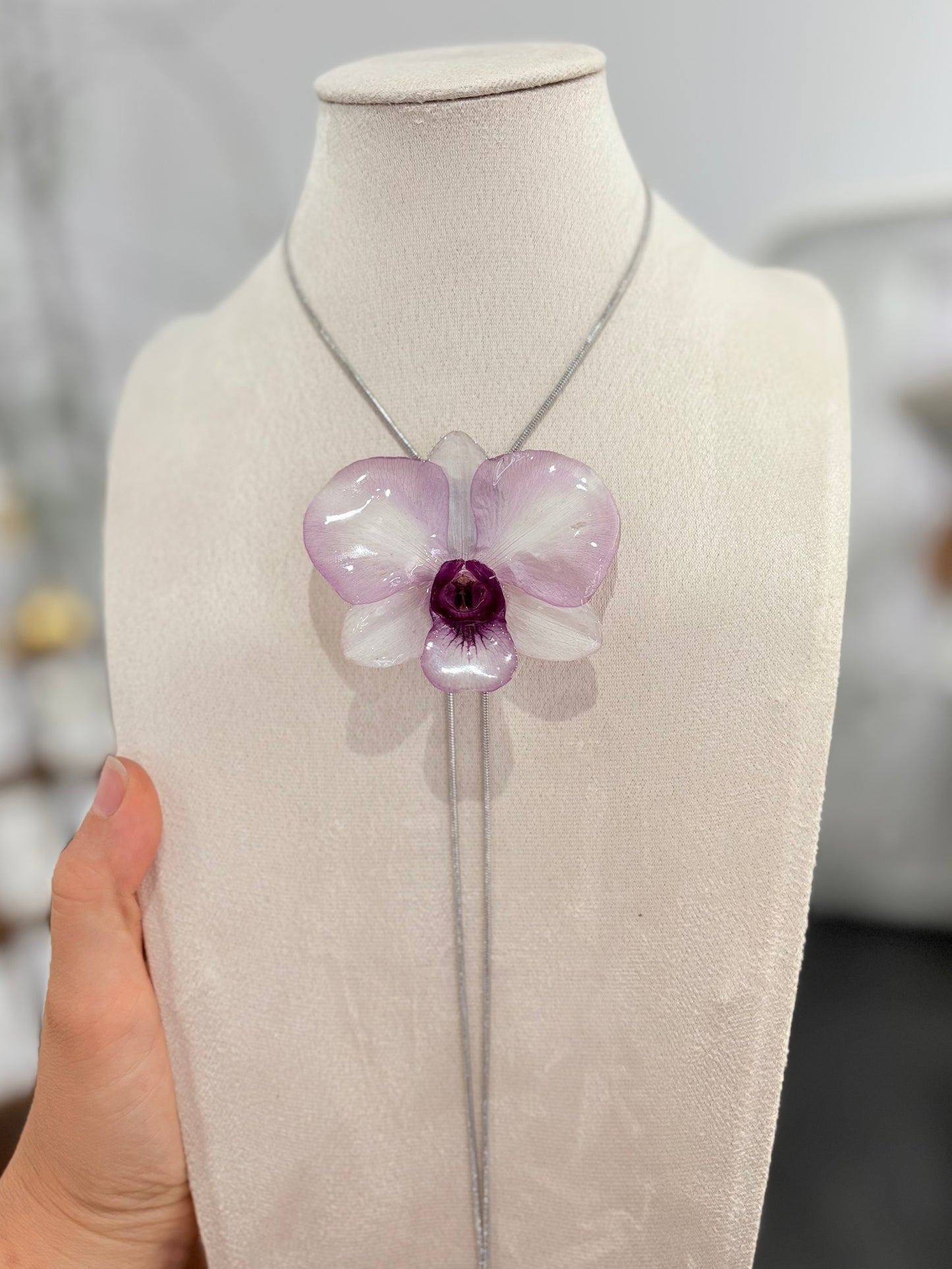 Große Hell Lila Orchideen Kette