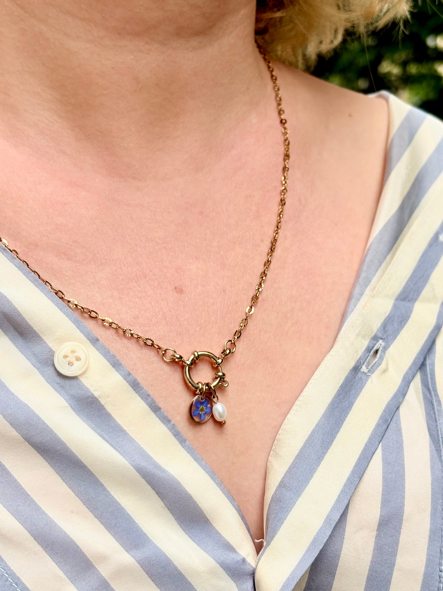Vergissmeinnicht Perlen Charm Kette