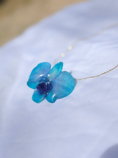 Orchideen Kette Blau Medium
