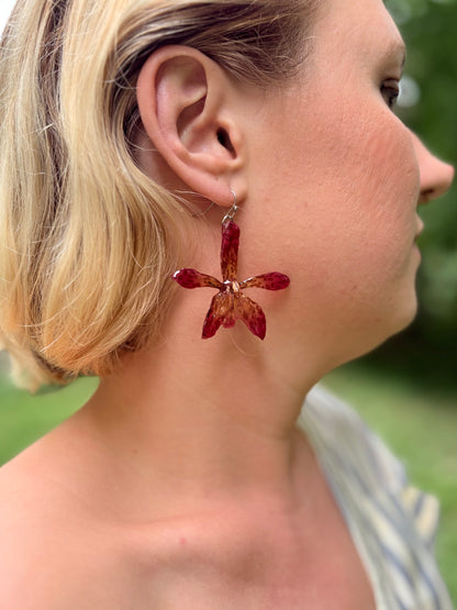 Rote Tiger Orchideen Ohrringe