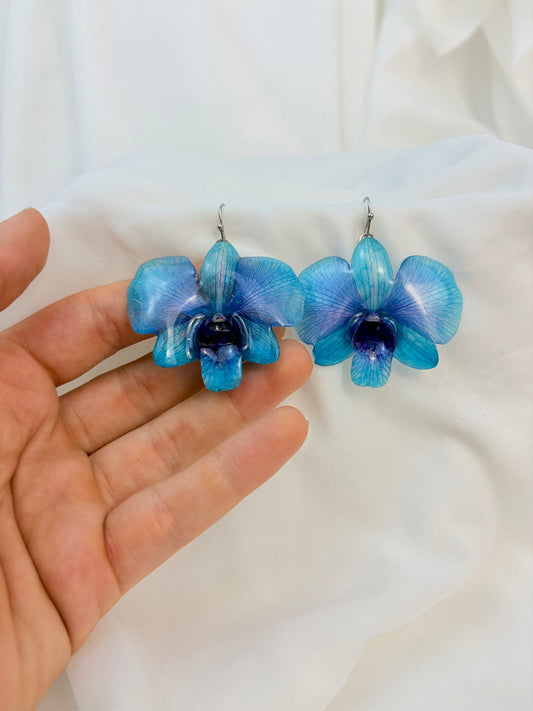Orchideen Ohrringe Blau