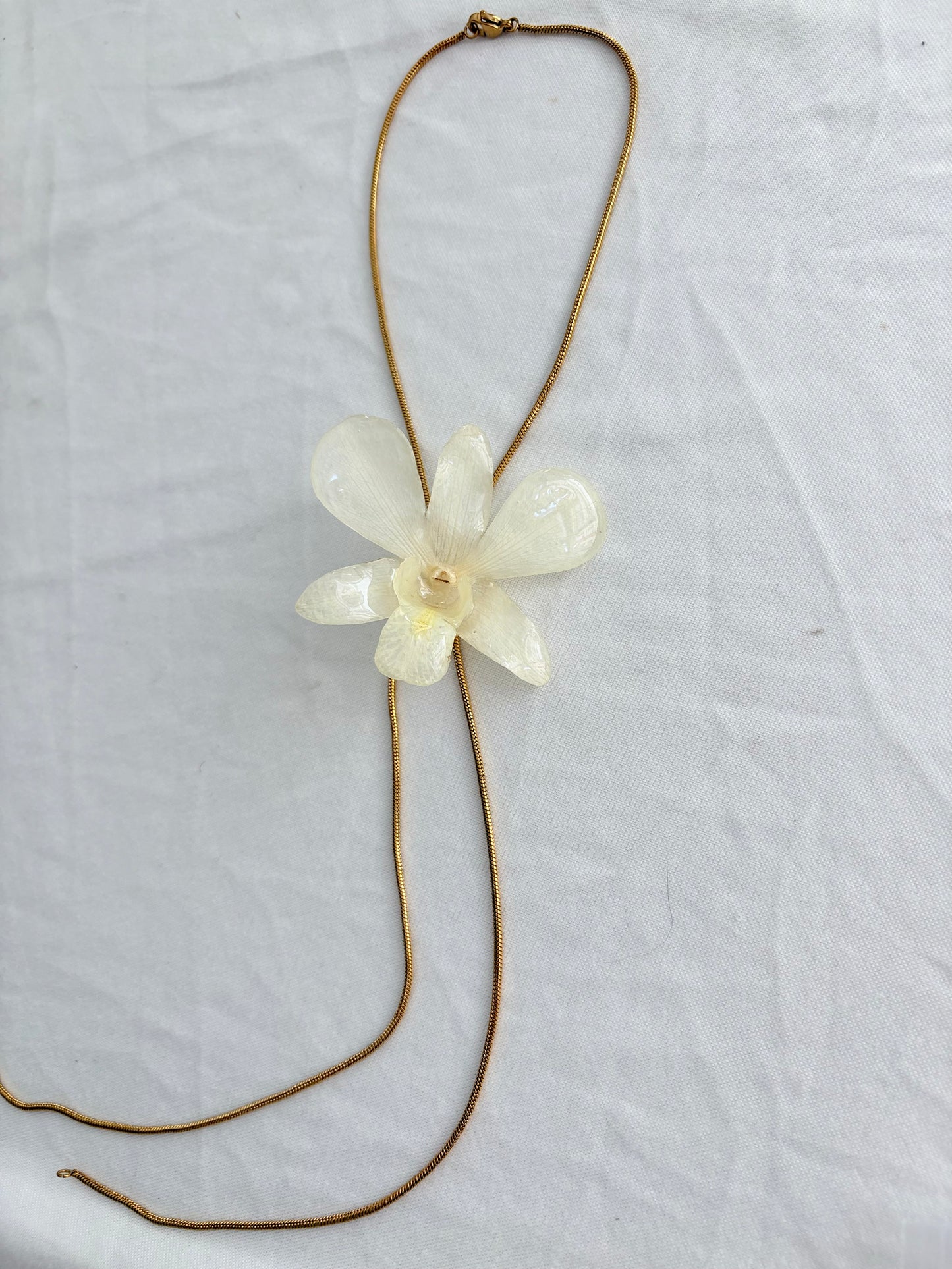 Kleine Weiße Orchidee Verstellbare Kette