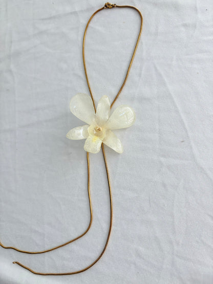Kleine Weiße Orchidee Verstellbare Kette