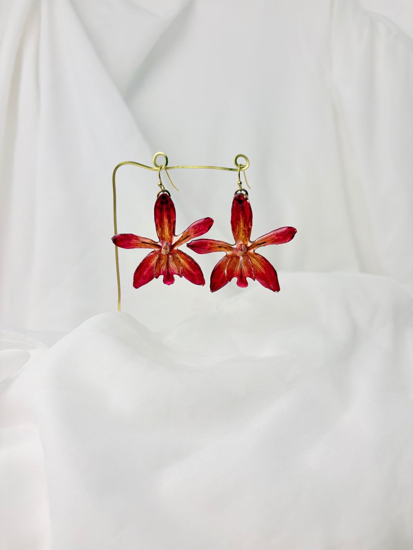Rote Tiger Orchideen Ohrringe