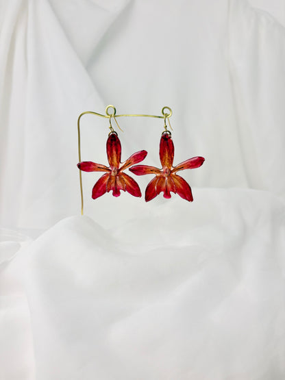Rote Tiger Orchideen Ohrringe