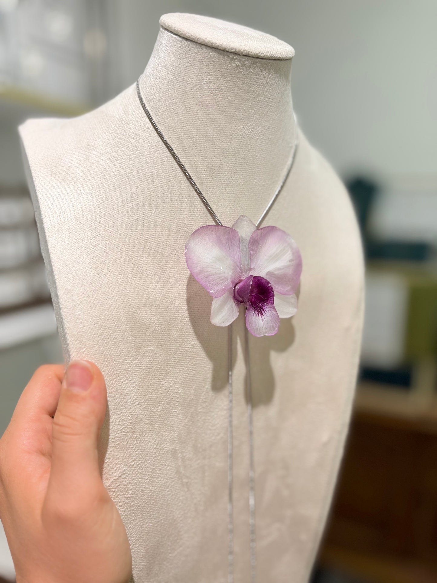 Große Hell Lila Orchideen Kette