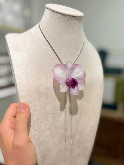 Große Hell Lila Orchideen Kette