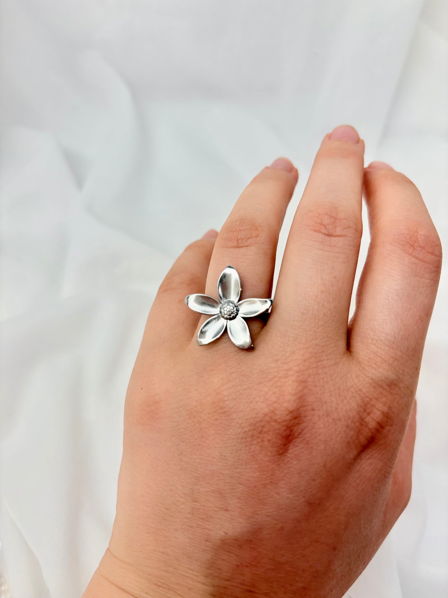 Blumen Ring Edelstahl