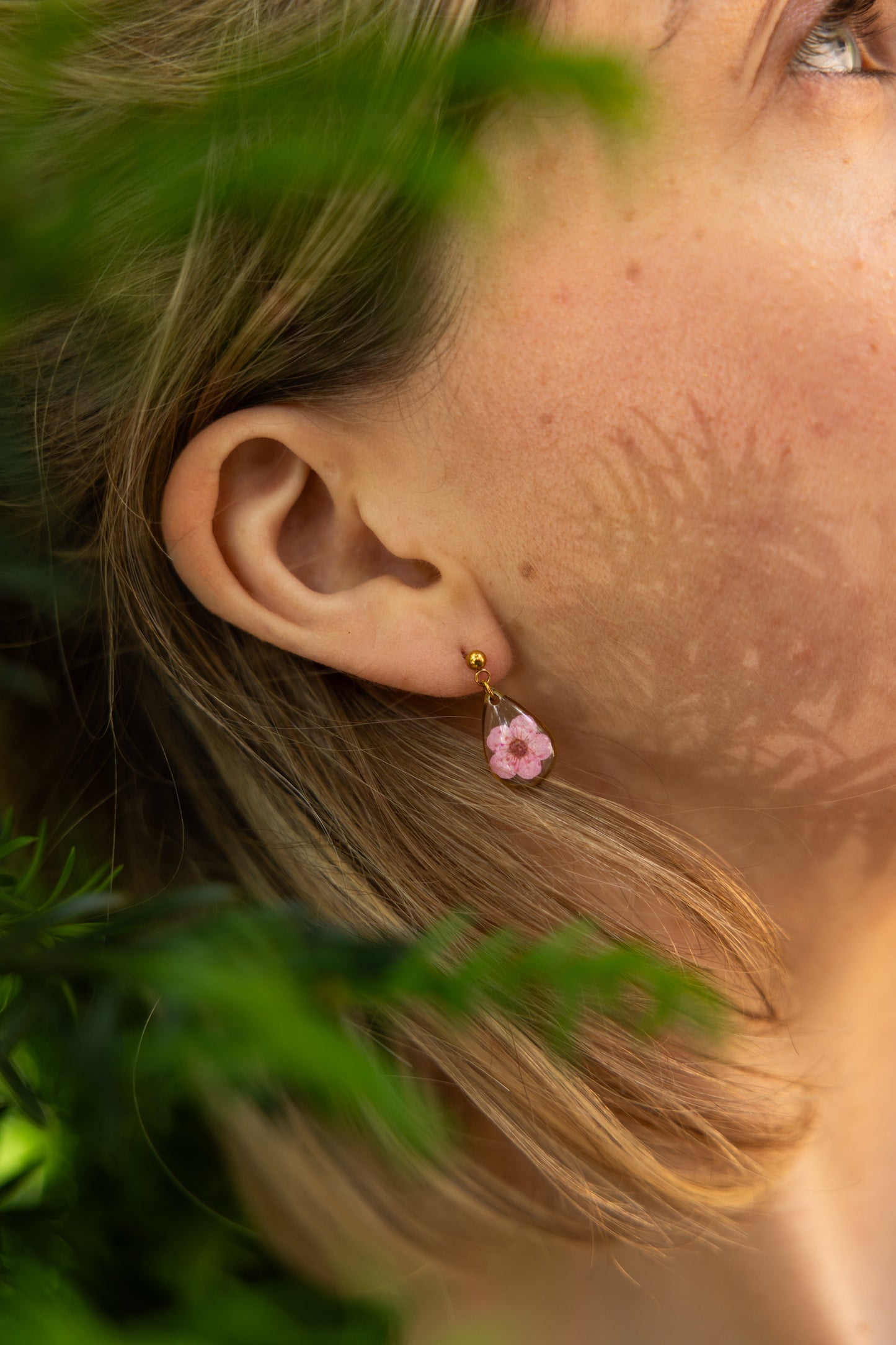 Rosa Blüten Tropfen Ohrringe