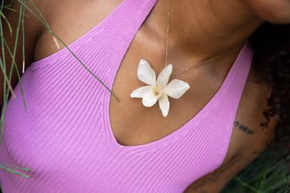 Große Weiße Orchideen Kette