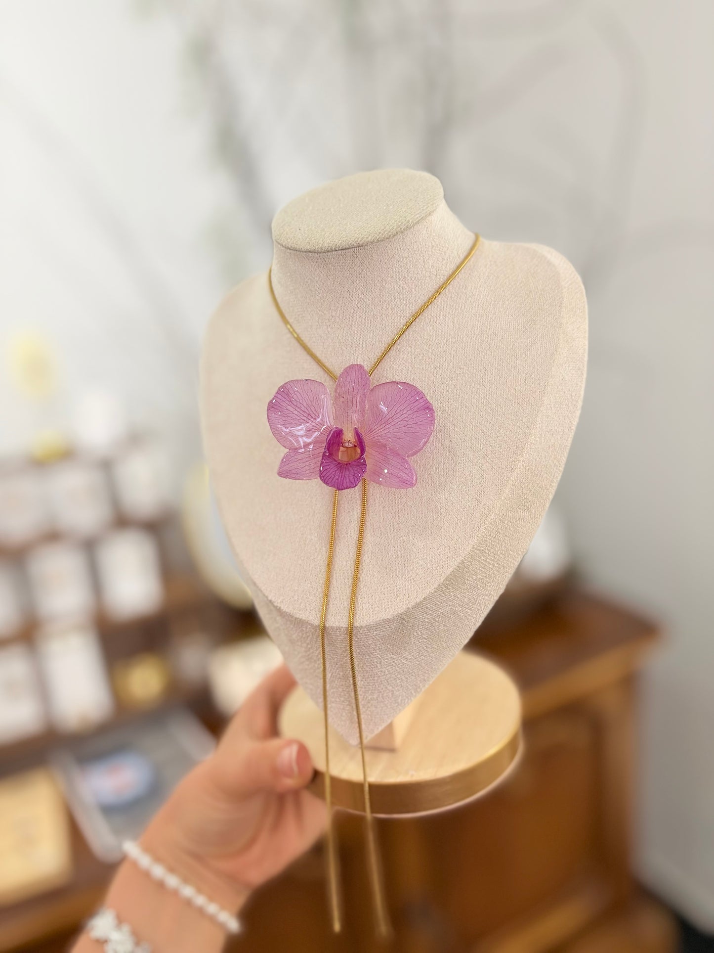 Medium Lila Orchidee Kette