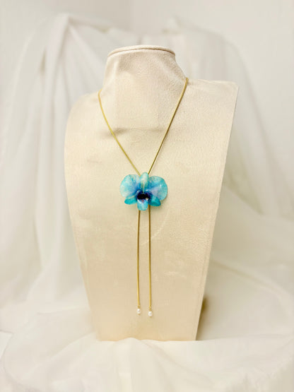 Baby Blue Orchidee Verstellbare Kette