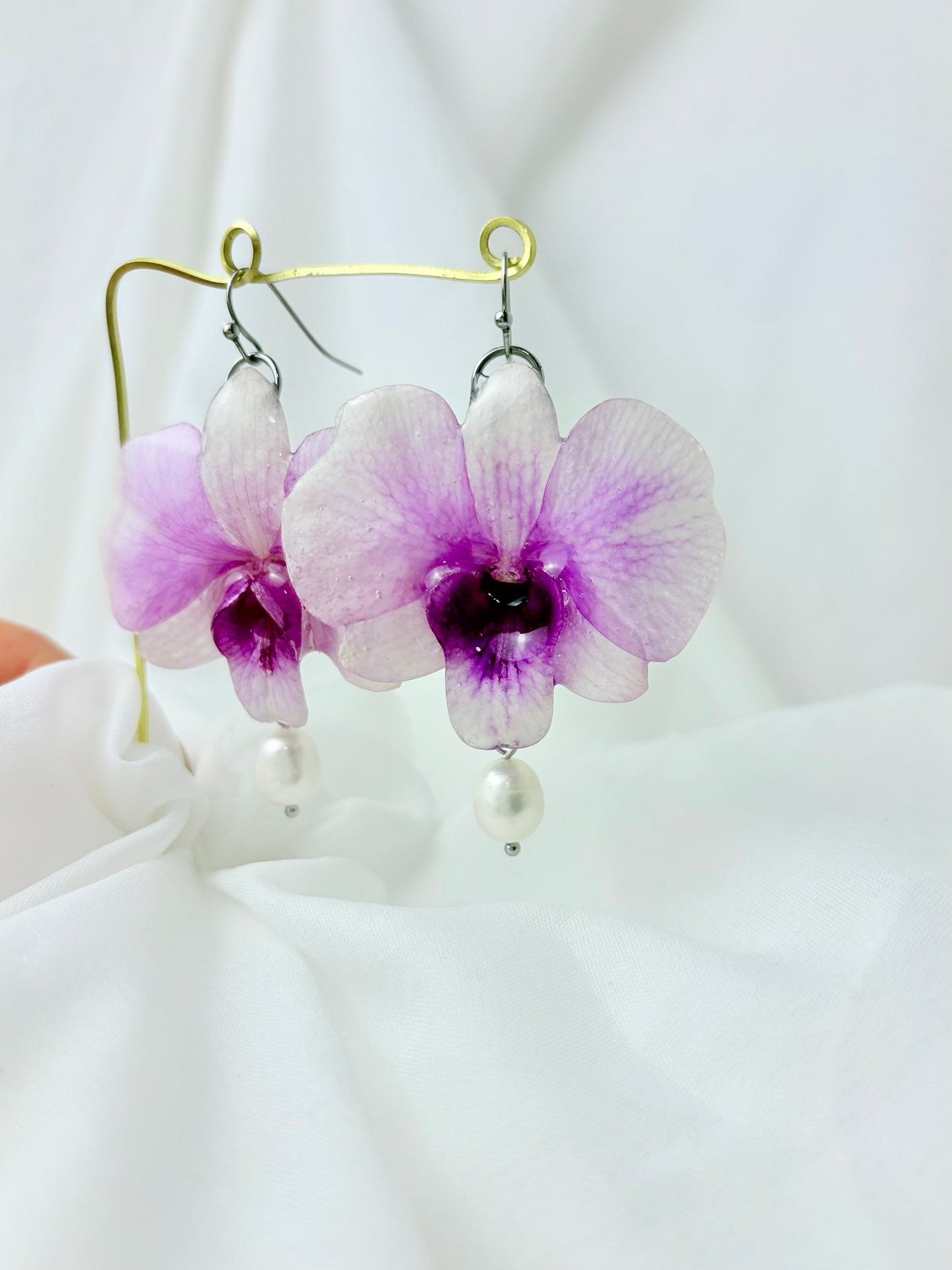 Lila Orchideen Ohrringe