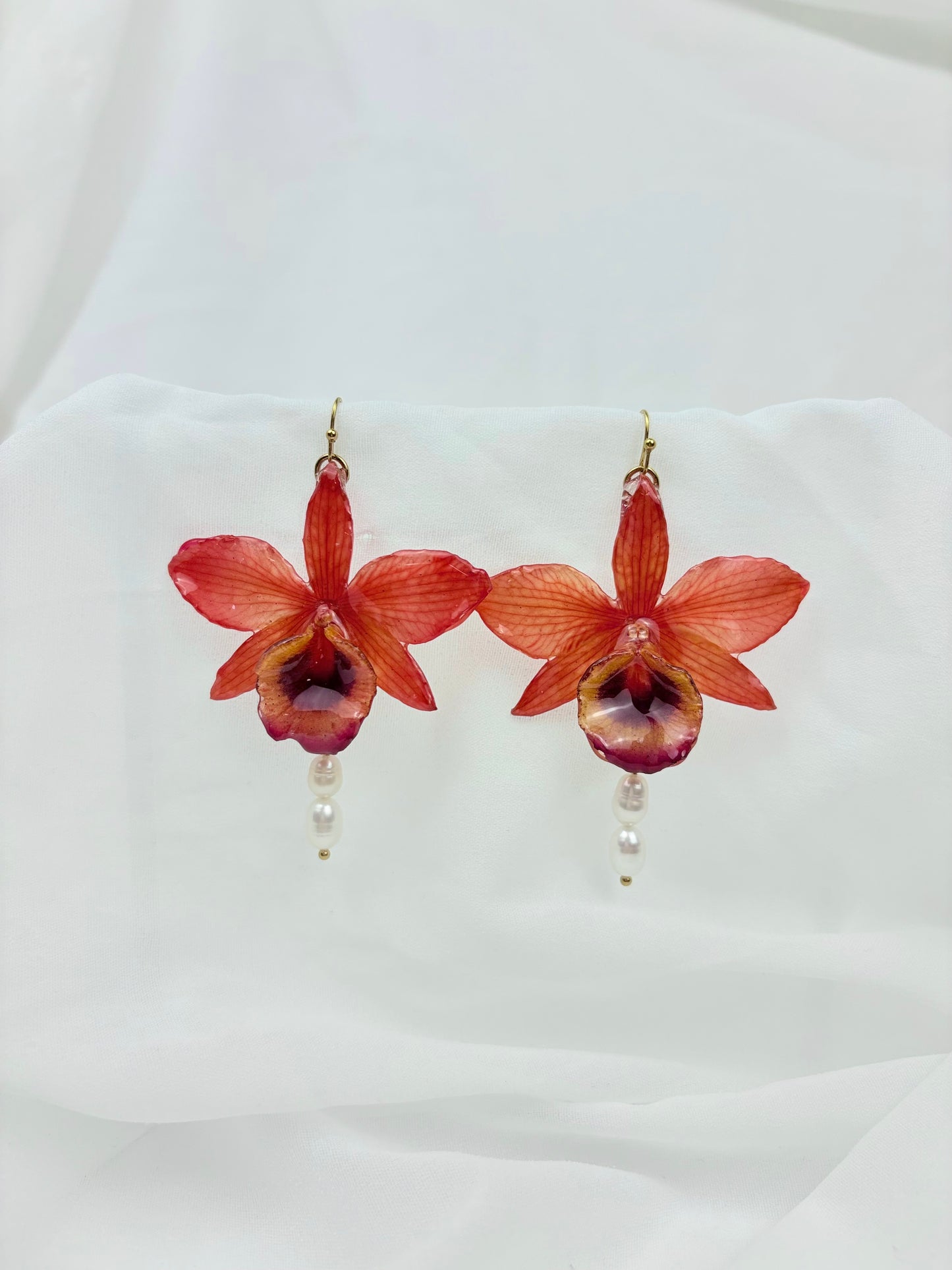 Orchideen Perlen Ohrringe Rot