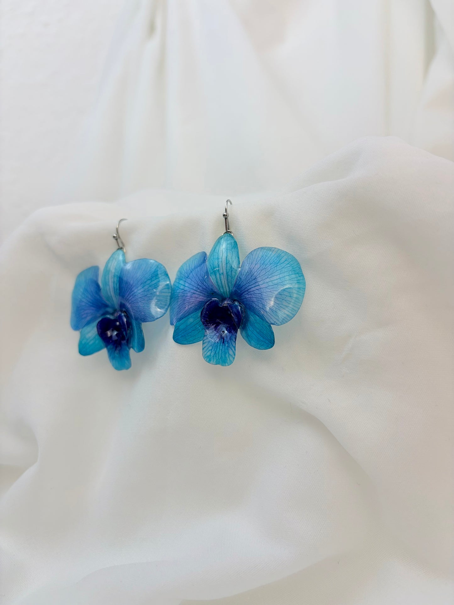 Orchideen Ohrringe Blau