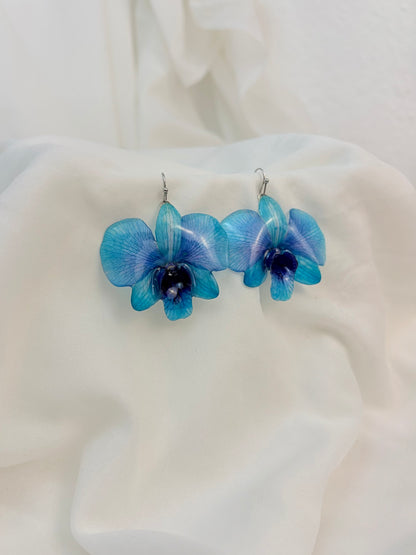 Orchideen Ohrringe Blau