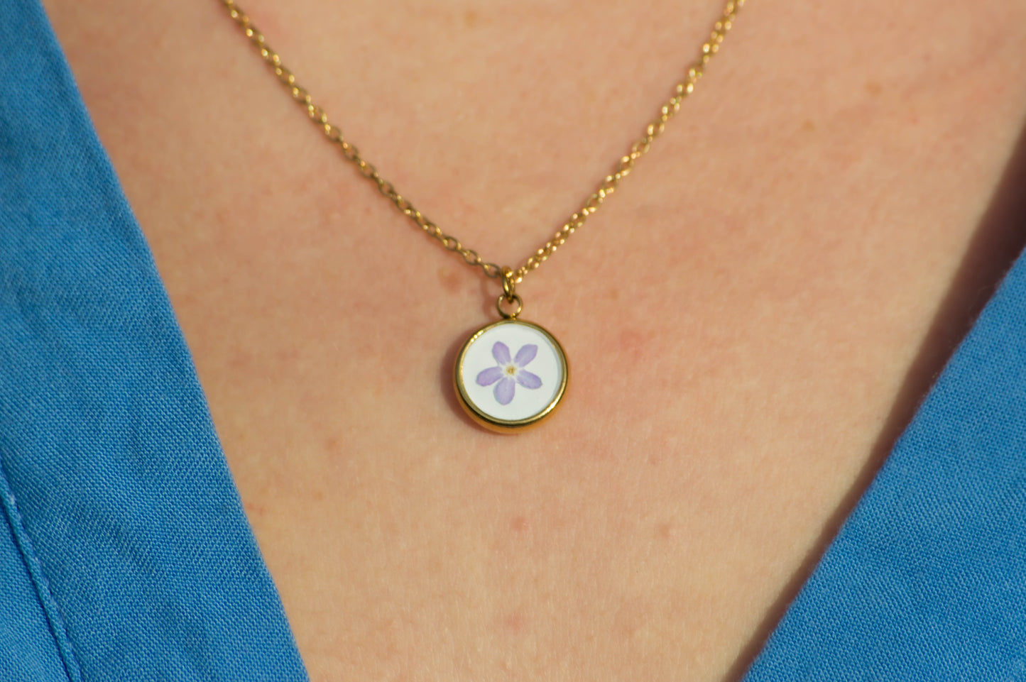 Purple Forget-Me-Not Necklace