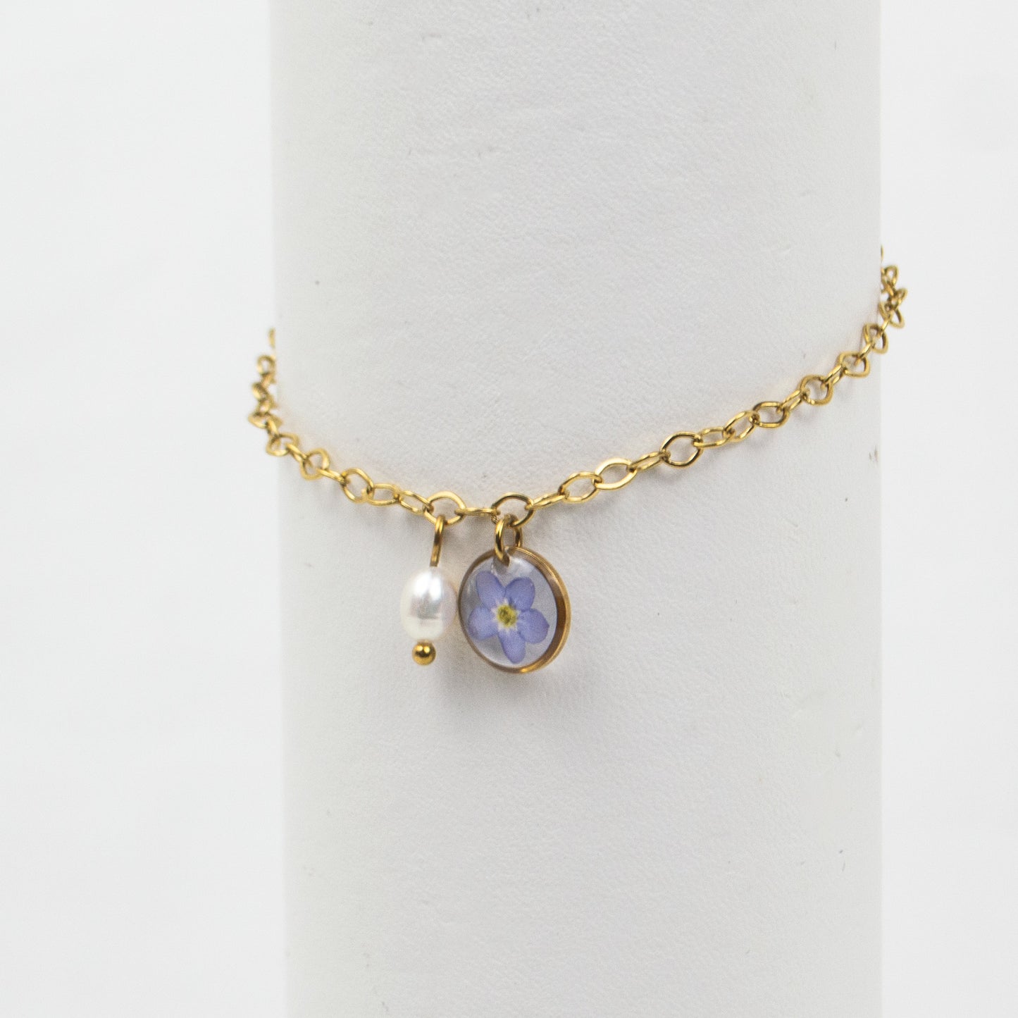 Vergissmeinnicht Perle Charm Armband