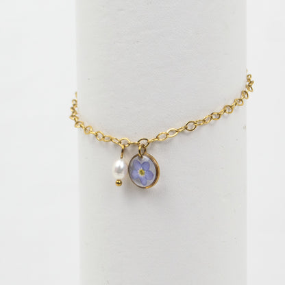 Vergissmeinnicht Perle Charm Armband