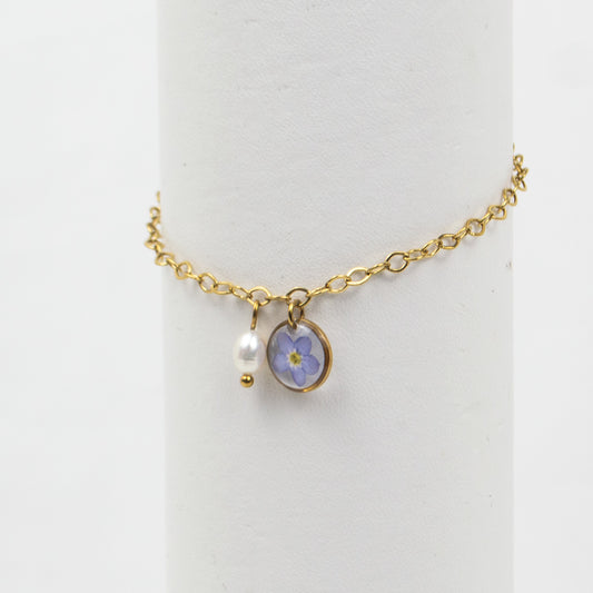 Vergissmeinnicht Perle Charm Armband