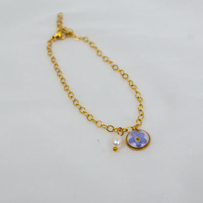 Vergissmeinnicht Perle Charm Armband