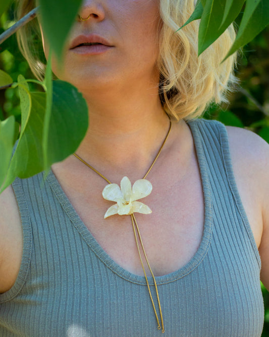 Kleine Weiße Orchidee Verstellbare Kette