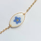 Real Forget-Me-Not Bracelet, Gold Plated, Handmade, Real Flower